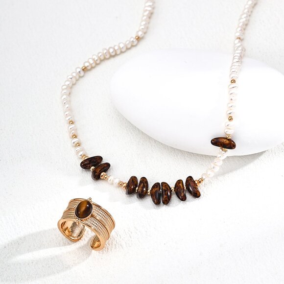 ✨ Artisan Original Pearl & Czech Glass Beaded Choker | S925 Gold Boho - Picture 2 of 4